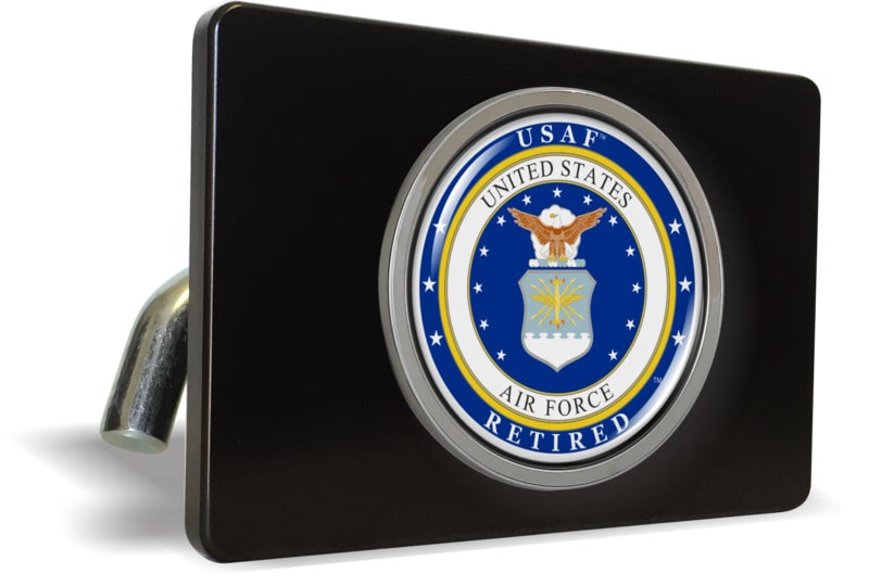 USAF - U.S. Air Force USAF Retired - Tow Hitch Cover with Chrome Emblem